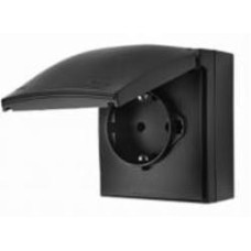 Розетка с заземлением Simon Aquaclick IP44 черный матовый ACGSZ1C/49