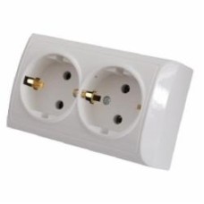 Розетка двойная двойная с заземлением UP! (Underprice) IP20 белый 2213 WHITE