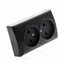 Розетка двойная без заземления UP! (Underprice) IP20 черный 2211 BLACK