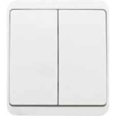 Выключатель двухклавишный HausMark Domo без подсветки белый HSN-SWP.H3C20G2W1-WH