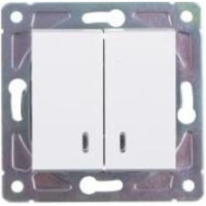 Выключатель одноклавишный двухклавишный HausMark Alta с подсветкой белый SNG-SWP.SQ20MG2W1L-WH