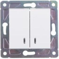 Выключатель одноклавишный двухклавишный HausMark Alta с подсветкой белый SNG-SWP.SQ20MG2W1L-WH