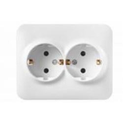 Розетка двойная с заземлением Hausmark Luno IP20 белый 709-0202-127B