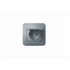 Розетка с крышкой с заземлением Hausmark Luno IP20 серебро 709-4343-123B