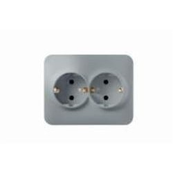 Розетка двойная с заземлением Hausmark Luno IP20 серебро 709-4343-127B