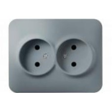 Розетка двойная без заземления Hausmark Luno IP20 серебро 709-4343-128B