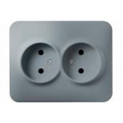 Розетка двойная без заземления Hausmark Luno IP20 серебро 709-4343-128B