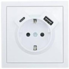 Розетка бытовая + USB + Type C із заземленням HausMark Juna белый