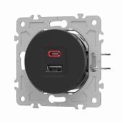 Механизм розетки USB + Type C HausMark Bela черный