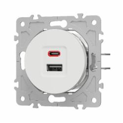 Механизм розетки USB + Type C HausMark Bela белый