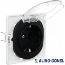 Розетка с заземлением Aling-Conel Eon без шторок с крышкой черный глянец E633.E Розетка с заземлением Aling-Conel Eon без шторок с крышкой черный глянец E633.E