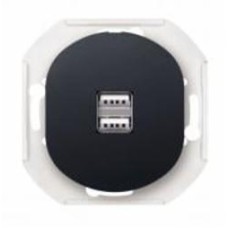 Розетка USB двойная с заземлением Aling-Conel Eon IP20 черный матовый E6161.E1