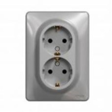 Розетка силовая двойная с заземлением Schneider Electric Sedna Design со шторками без крышки алюминий SDD313221 Коллекция Sedna Design Коллекция Sedna Elements Sedna Elements Имитация стекла. Sedna Elements Имитация камня. Sedna Elements Имитация металла.