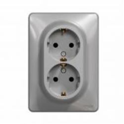 Розетка силовая двойная с заземлением Schneider Electric Sedna Design со шторками без крышки алюминий SDD313221 Коллекция Sedna Design Коллекция Sedna Elements Sedna Elements Имитация стекла. Sedna Elements Имитация камня. Sedna Elements Имитация металла.