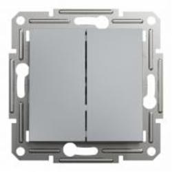Выключатель двухклавишный Schneider Electric Asfora без подсветки сталь EPH0300162