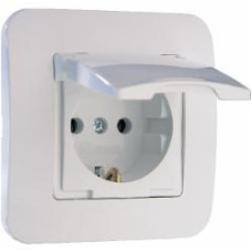 Розетка с заземлением Makel Lillium Natural с крышкой белый 55029