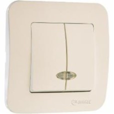 Выключатель двухклавишный Makel Lillium Natural с подсветкой слоновая кость 55223