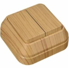 Выключатель двухклавишный Makel IP44 без подсветки дуб 45303