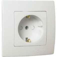Розетка с заземлением Makel Lillium Natural Kare со шторками белый 32001058