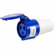Розетка с заземлением HiSmart 32A 2P+E 220V IP44 (223) белый с синим LX-223