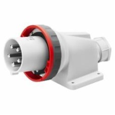 Вилка стационарная із заземленням Gewiss IP67 3P+N+E 63A 400V 6H серый с красным GW61453