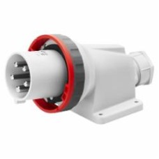 Вилка стационарная із заземленням Gewiss IP67 3P+N+E 125A 400V 6H серый с красным GW60461