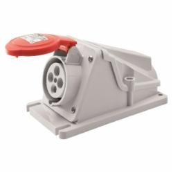 Розетка із заземленням Gewiss IP44 3P+E 16A 400V 6H серый с красным GW62481