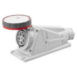 Розетка із заземленням Gewiss IP67 3P+E 63A 400V 6H серый с красным GW63526