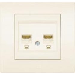 Розетка компьютерная двойная ABB Cosmo RJ45 cat 6 кремовый 619-010300-248