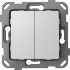 Переключатель проходной двухклавишный Plank Electrotechnic Classic/Nordic без подсветки белый PLK0221031