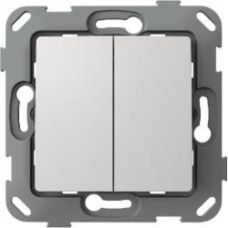 Переключатель проходной двухклавишный Plank Electrotechnic Classic/Nordic без подсветки белый PLK0221031