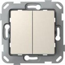 Переключатель проходной двухклавишный Plank Electrotechnic Classic/Nordic без подсветки слоновая кость PLK0221131