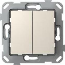 Переключатель проходной двухклавишный Plank Electrotechnic Classic/Nordic без подсветки слоновая кость PLK0221131