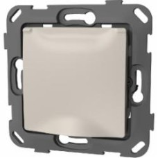 Розетка с заземлением Plank Electrotechnic Classic/Nordic со шторками с крышкой слоновая кость PLK0551131