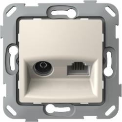 Розетка TV+RJ45 оконечная двойная Plank Electrotechnic Classic/Nordic слоновая кость PLK0911131 Розетка TV+RJ45 оконечная двойная Plank Electrotechnic Classic/Nordic слоновая кость PLK0911131