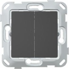 Переключатель двухклавишный проходной двухклавишный Plank Electrotechnic Classic/Nordic без подсветки антрацит PLK0221241