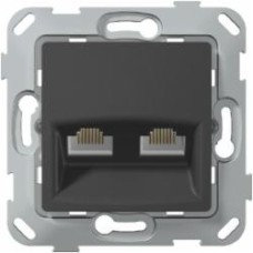 Розетка компьютерная двойная двойная Plank Electrotechnic Classic/Nordic антрацит PLK0741241