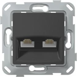 Розетка компьютерная двойная двойная Plank Electrotechnic Classic/Nordic антрацит PLK0741241
