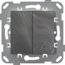 Переключатель двухклавишный проходной двухклавишный Plank Electrotechnic Classic/Nordic антимикробный без подсветки базальт PLK0220731
