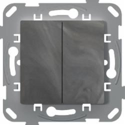 Переключатель двухклавишный проходной двухклавишный Plank Electrotechnic Classic/Nordic антимикробный без подсветки базальт PLK0220731