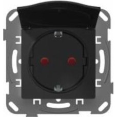 Розетка с заземлением Plank Electrotechnic Classic/Nordic Soft-Touch со шторками с крышкой антрацит PLK0551241