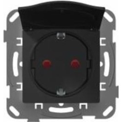 Розетка с заземлением Plank Electrotechnic Classic/Nordic Soft-Touch со шторками с крышкой антрацит PLK0551241 Розетка с заземлением Plank Electrotechnic Classic/Nordic Soft-Touch со шторками с крышкой антрацит PLK0551241