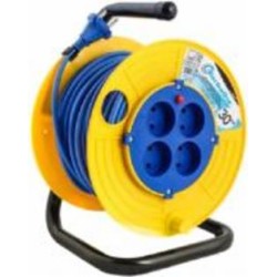 Удлинитель на катушке Electraline ПВС 2х0,75 без заземления 4 гн. синий 30 м 49010