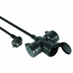 Удлинитель Electraline RNF 3x1,5 мм с заземлением 3 гн. черный 1 м 55095