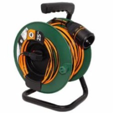 Удлинитель на катушке Electraline Electralock 3x1 мм с заземлением 1 гн. черный с оранжевым 25 м 49237