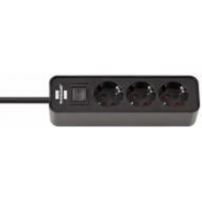 Удлинитель Brennenstuhl Ecolor H05VV-F 3G1.5 black с заземлением 3 гн. черный 1,5 м 1153230000