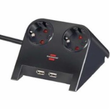 Удлинитель Brennenstuhl Desktop-Power-Plus USB с заземлением 2 гн. черный 1,5 м 1153500222