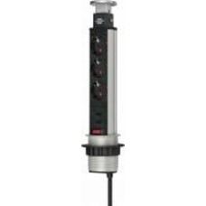 Удлинитель Brennenstuhl Power Tower с USB с заземлением 3 гн. серебристо-черный 2 м 1396200013