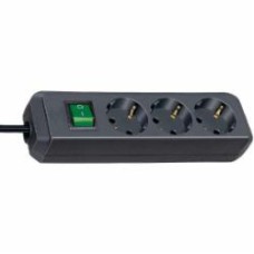 Удлинитель Brennenstuhl Eco-Line H05VV-F 3G1.5 с заземлением 3 гн. черный 1,5 м 1152300015