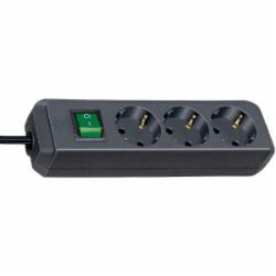 Удлинитель Brennenstuhl Eco-Line H05VV-F 3G1.5 с заземлением 3 гн. черный 1,5 м 1152300015